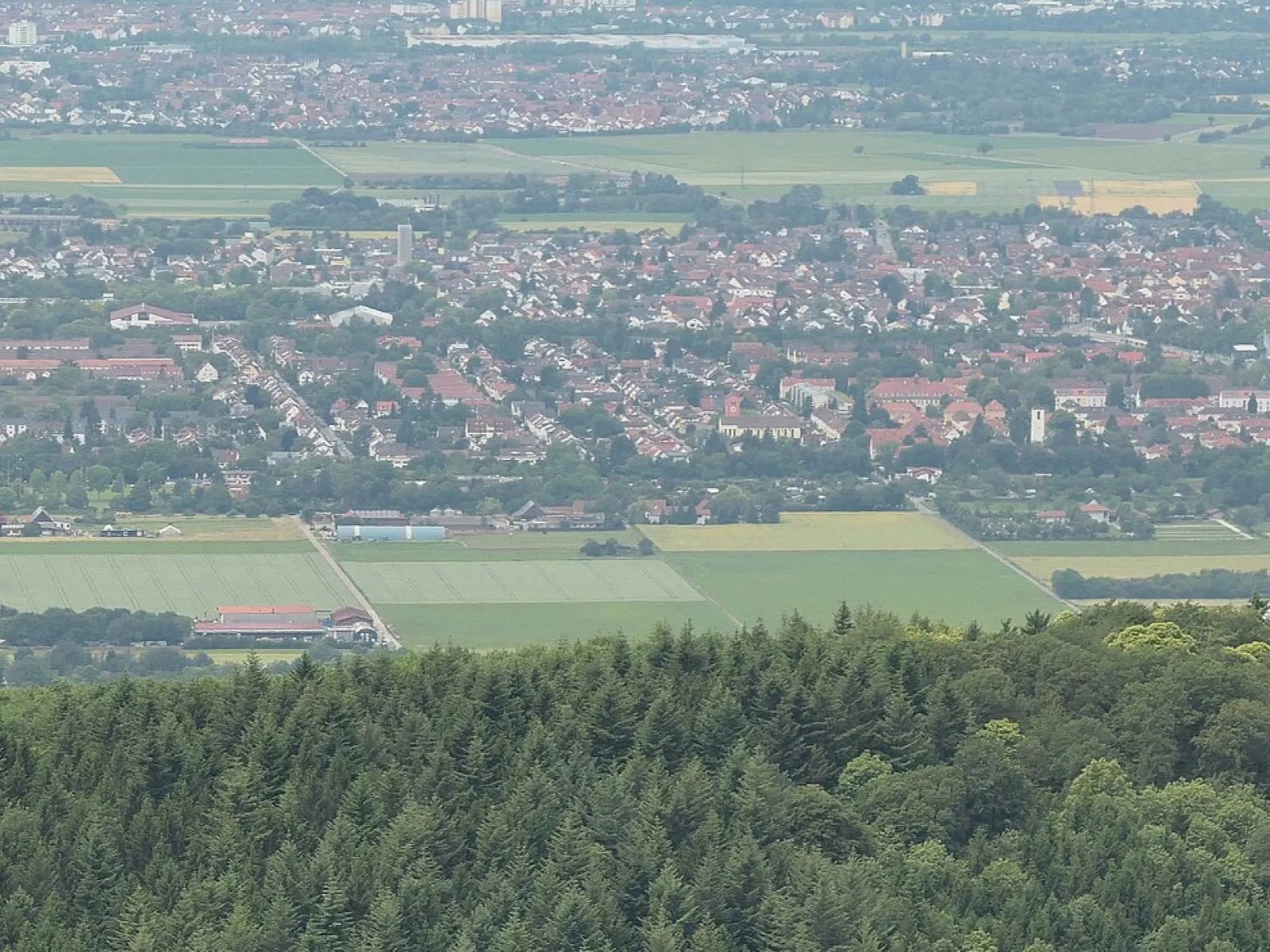 Blick vom Königstuhl auf Heidelberg-Pfaffengrund und Eppelheim