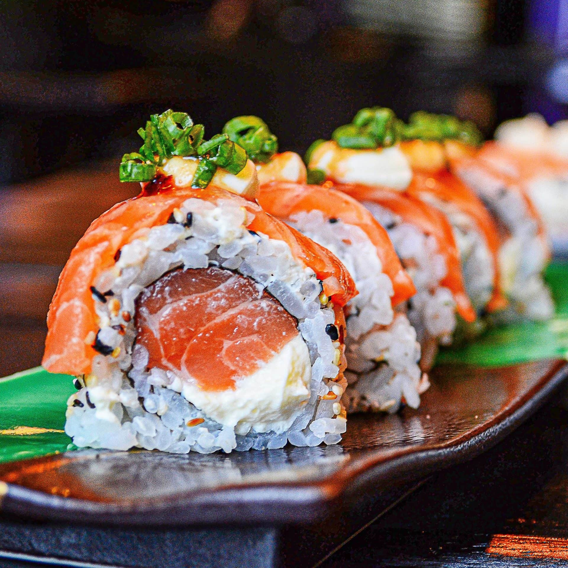 Maki in a different way: The nori leaf inside, the rice outside. This is Ura Maki